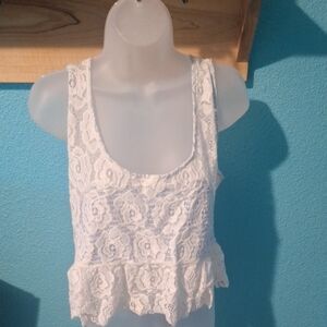 Maeve White Lace Peplum Tank Top